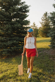 Lillian White Embroidered Tie Top