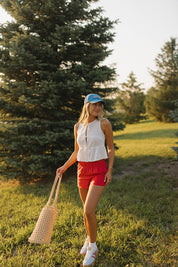 Lillian White Embroidered Tie Top