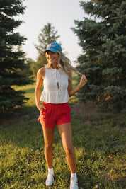 Lillian White Embroidered Tie Top