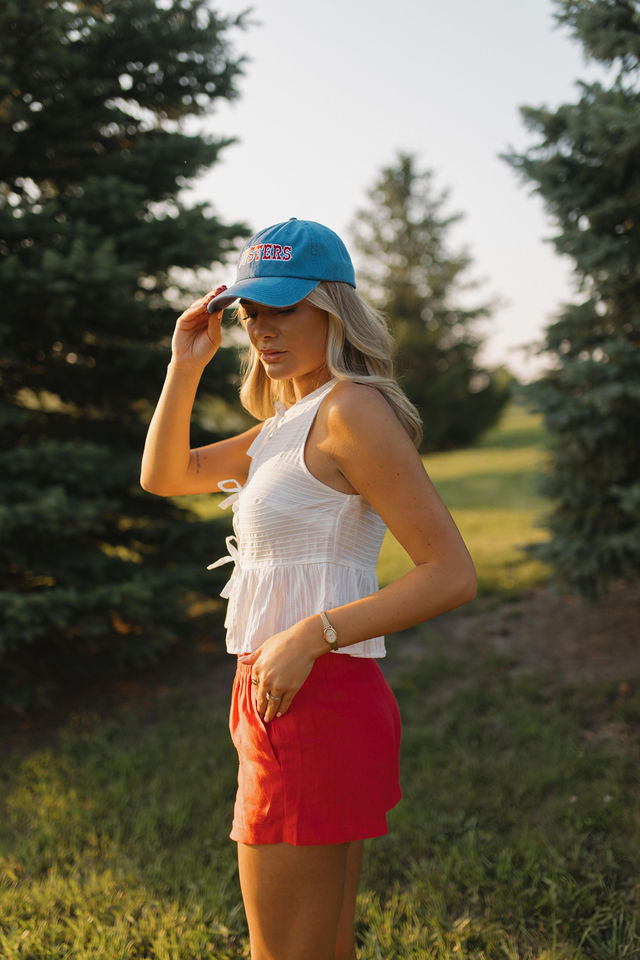 Lillian White Embroidered Tie Top