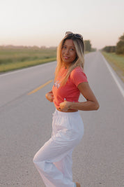 Off Road 4x4 Racing Baby Tee In Vintage Red