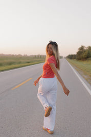 Off Road 4x4 Racing Baby Tee In Vintage Red