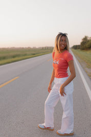 Off Road 4x4 Racing Baby Tee In Vintage Red