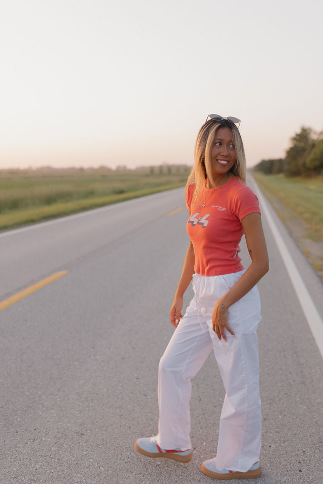 Off Road 4x4 Racing Baby Tee In Vintage Red