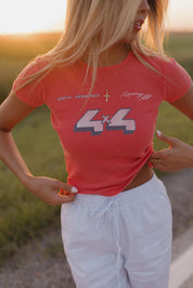 Off Road 4x4 Racing Baby Tee In Vintage Red