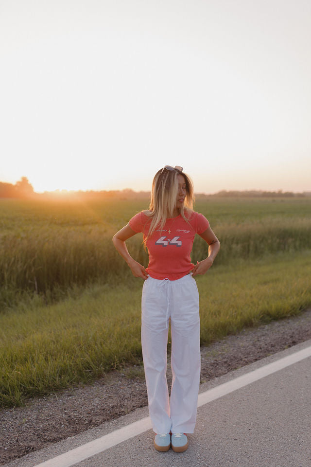 Off Road 4x4 Racing Baby Tee In Vintage Red