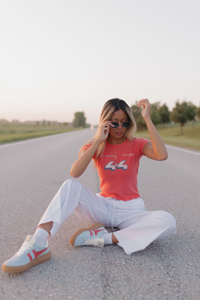 Off Road 4x4 Racing Baby Tee In Vintage Red
