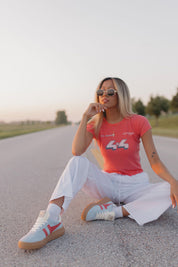 Off Road 4x4 Racing Baby Tee In Vintage Red