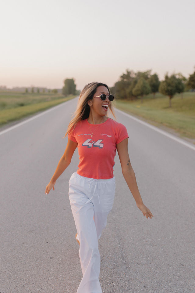 Off Road 4x4 Racing Baby Tee In Vintage Red