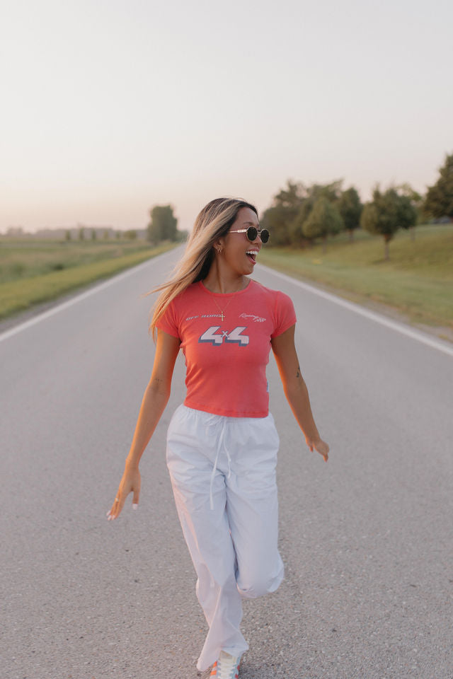 Off Road 4x4 Racing Baby Tee In Vintage Red