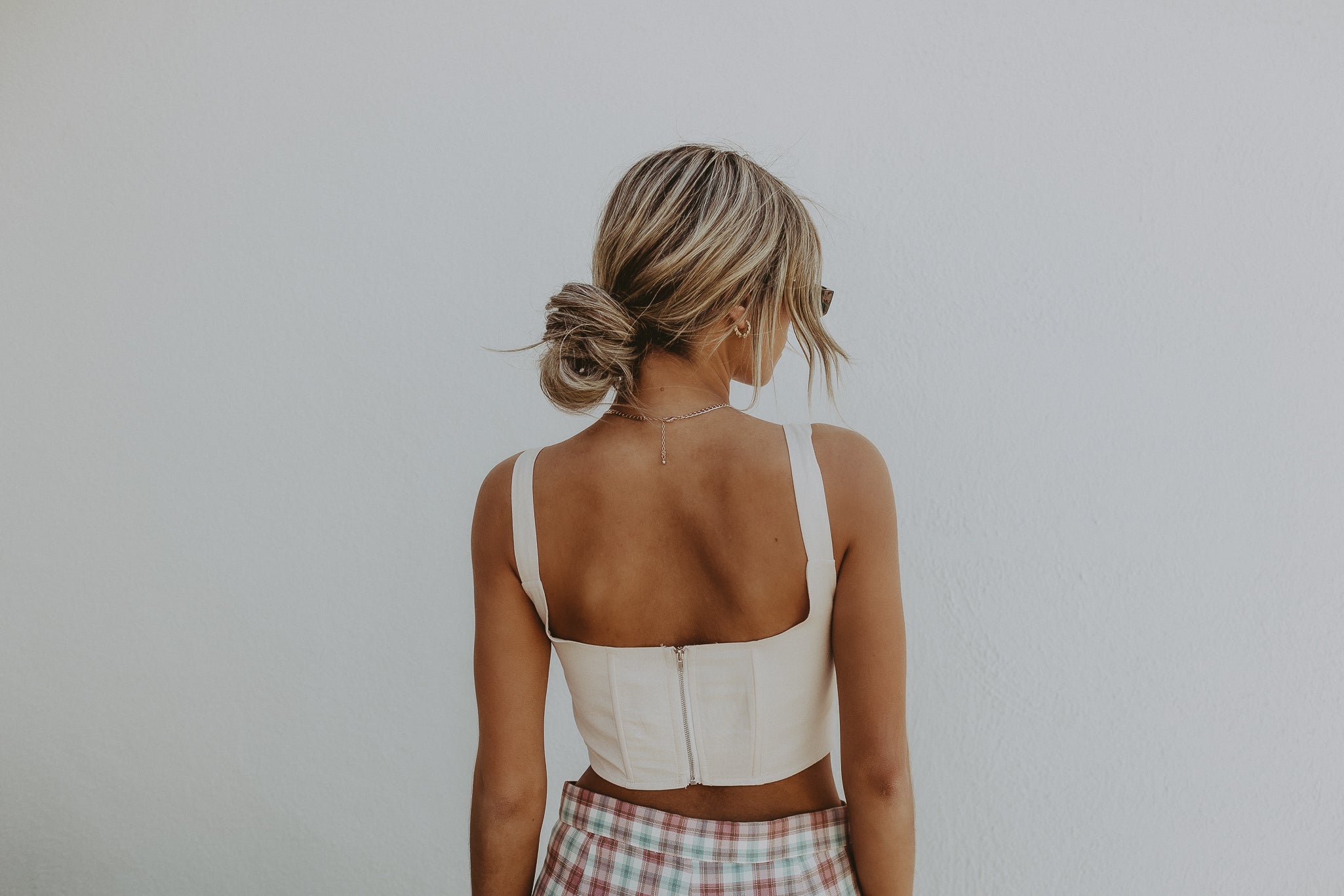 Dyln Corset Top In Beige