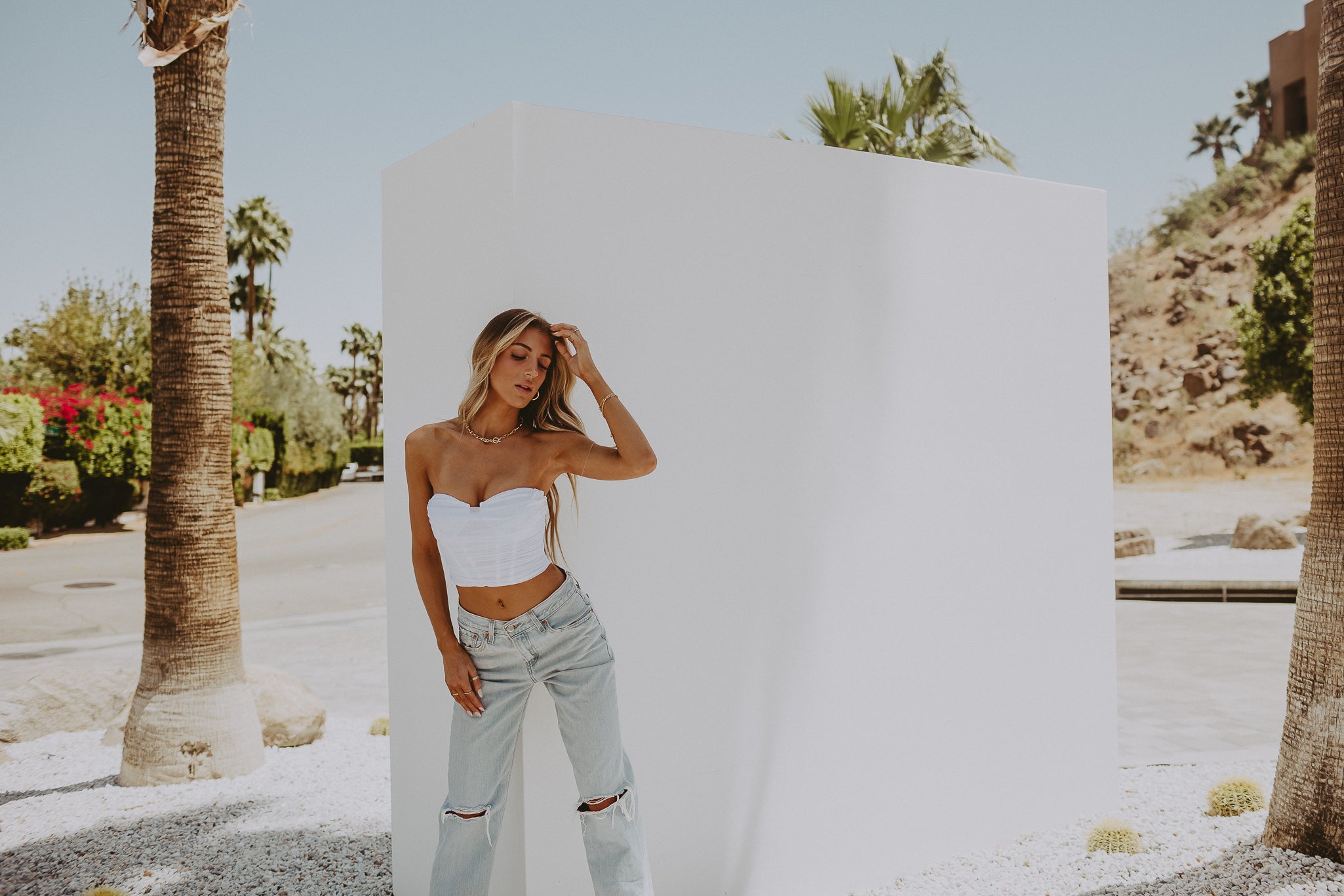 Strapless Structured Mesh Bustier