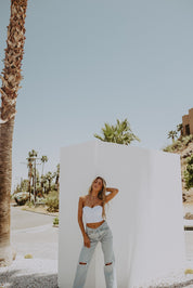 Strapless Structured Mesh Bustier