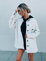 SALE :Emma Beige Pleather Jacket