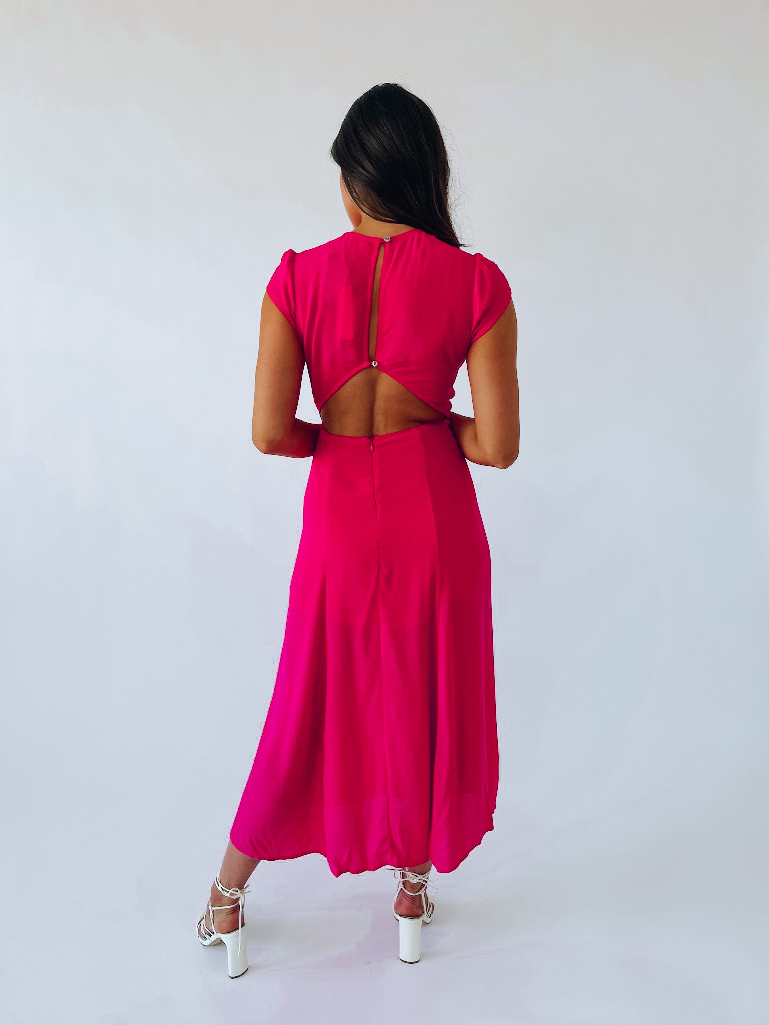 Raya Fuchsia Midi Dress