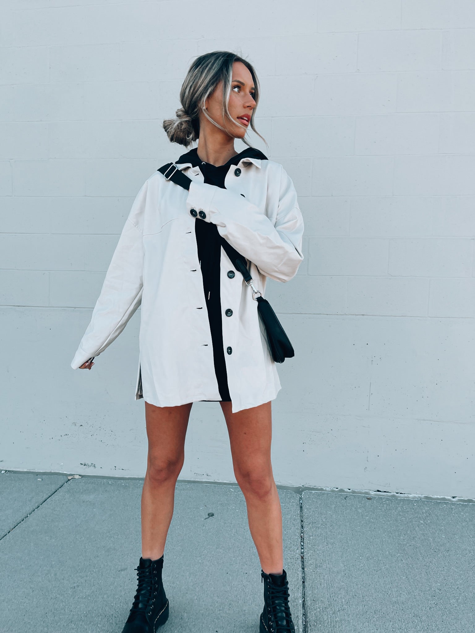 SALE :Emma Beige Pleather Jacket