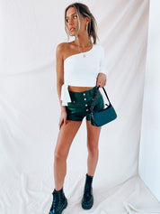 SALE : Olive Pleather Shorts