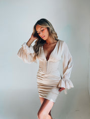 SALE : Braelynn Long Sleeve Silk Mini Dress