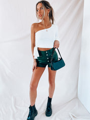 SALE : Olive Pleather Shorts