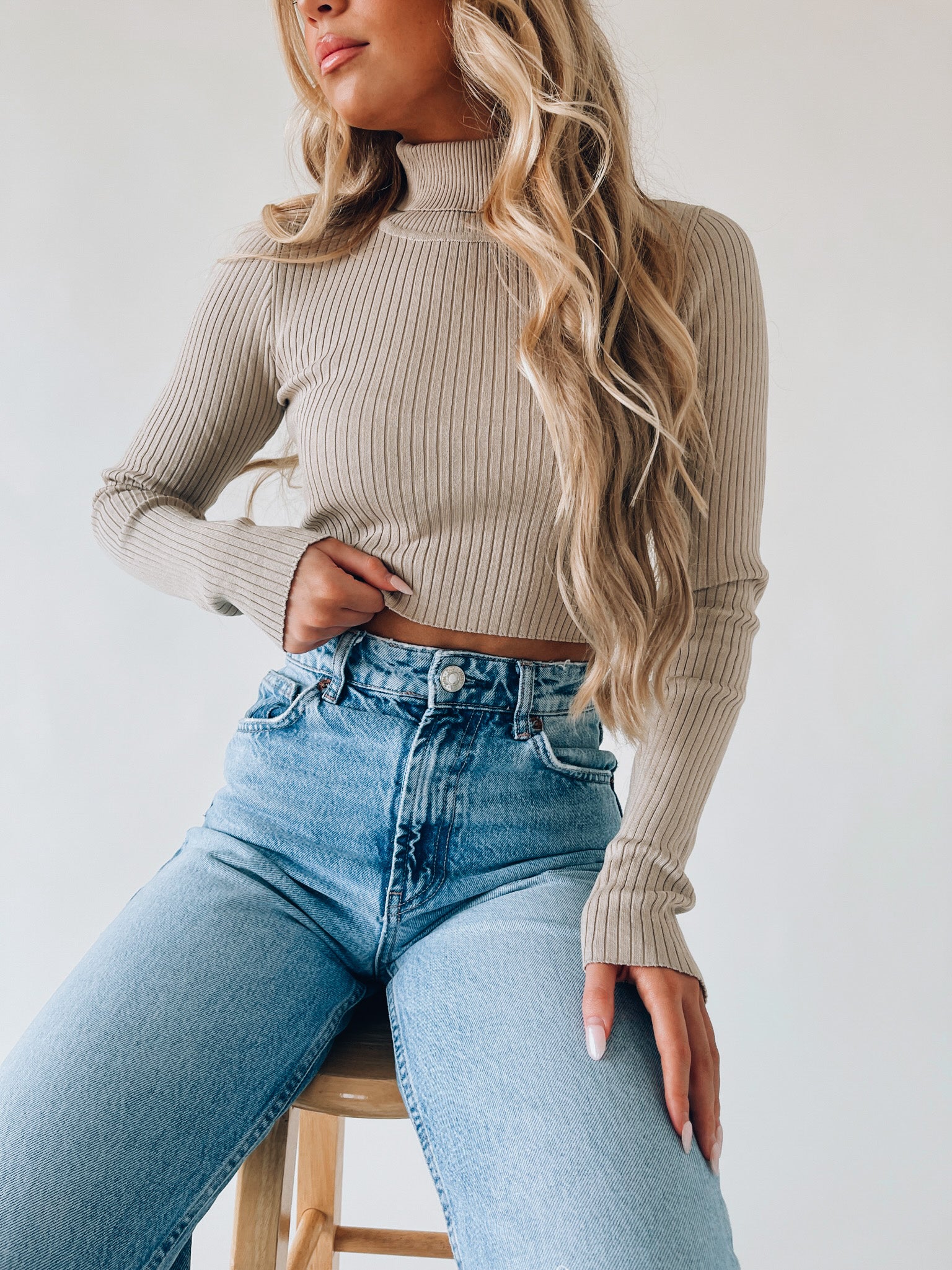 Harper Turtleneck In Stone