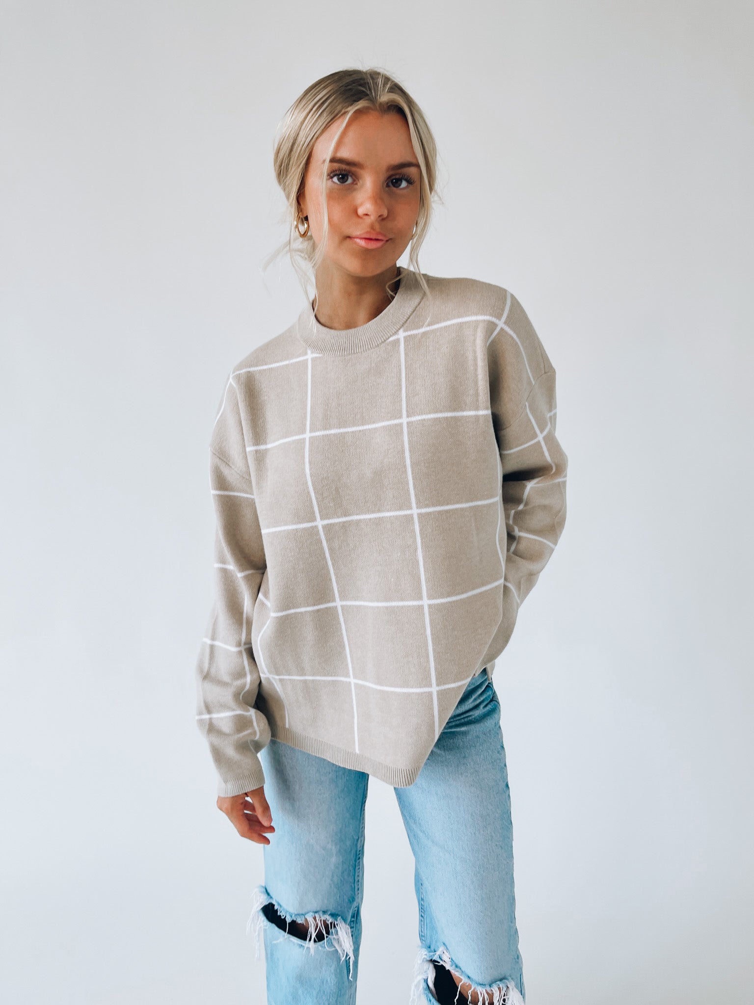 Kyndra Grid Sweater