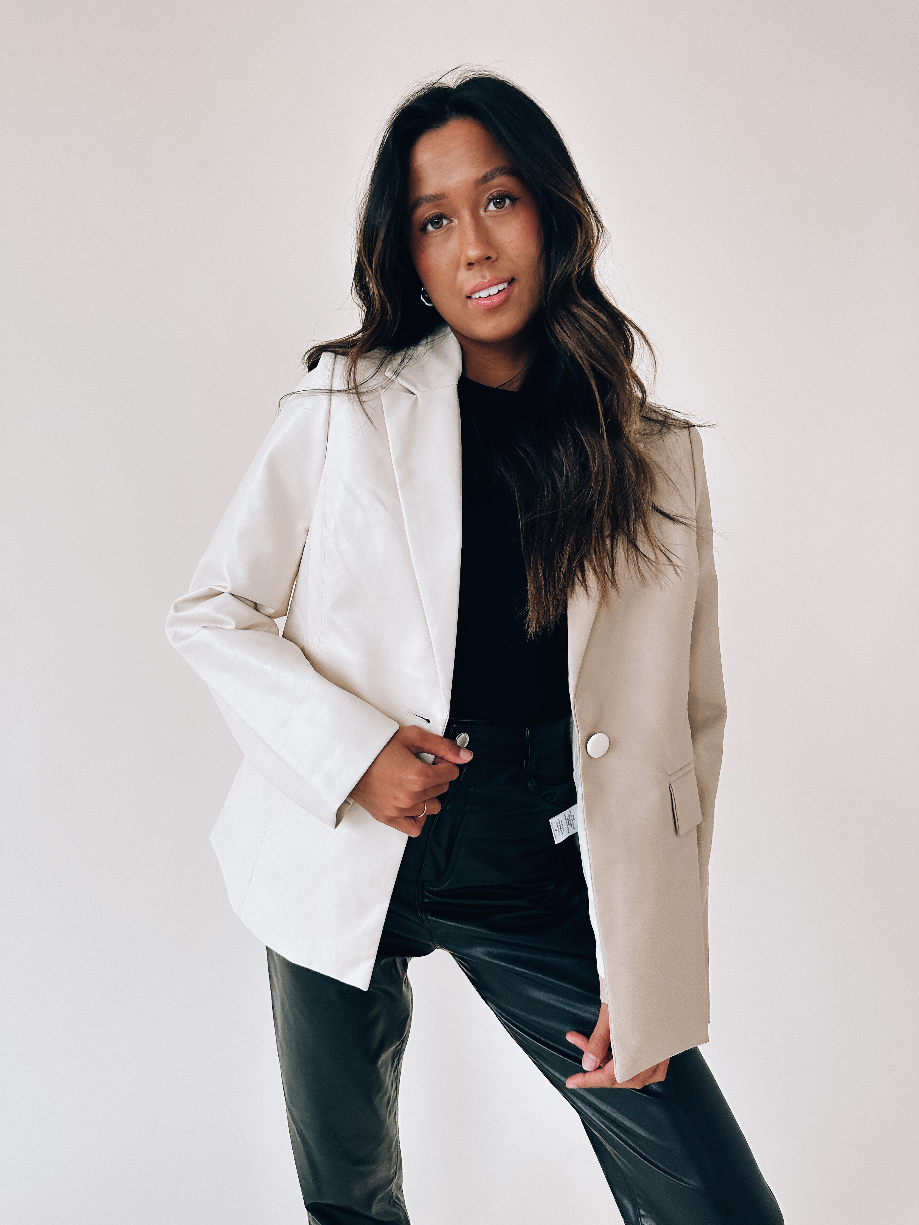 SALE: Color Block Pleather Blazer