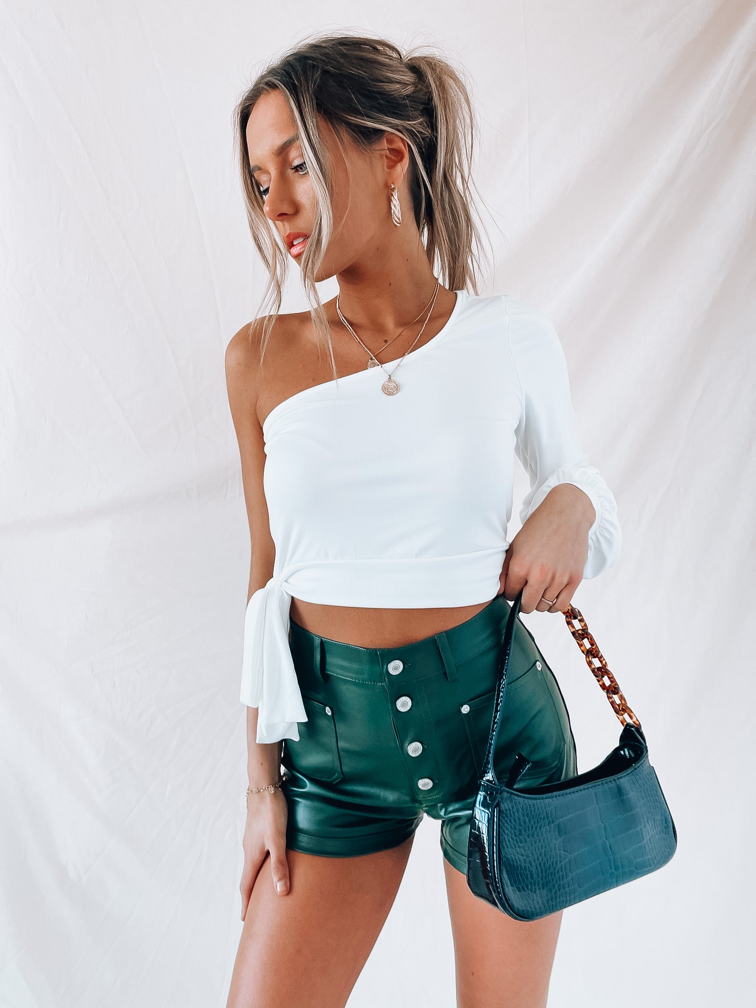 SALE : Olive Pleather Shorts