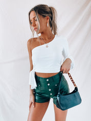 SALE : Olive Pleather Shorts