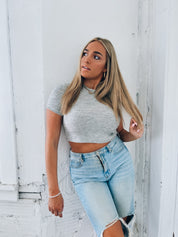 Payton Knit Short Sleeve In Grey