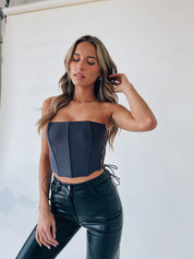 Stassi Grey Strapless Corset Top