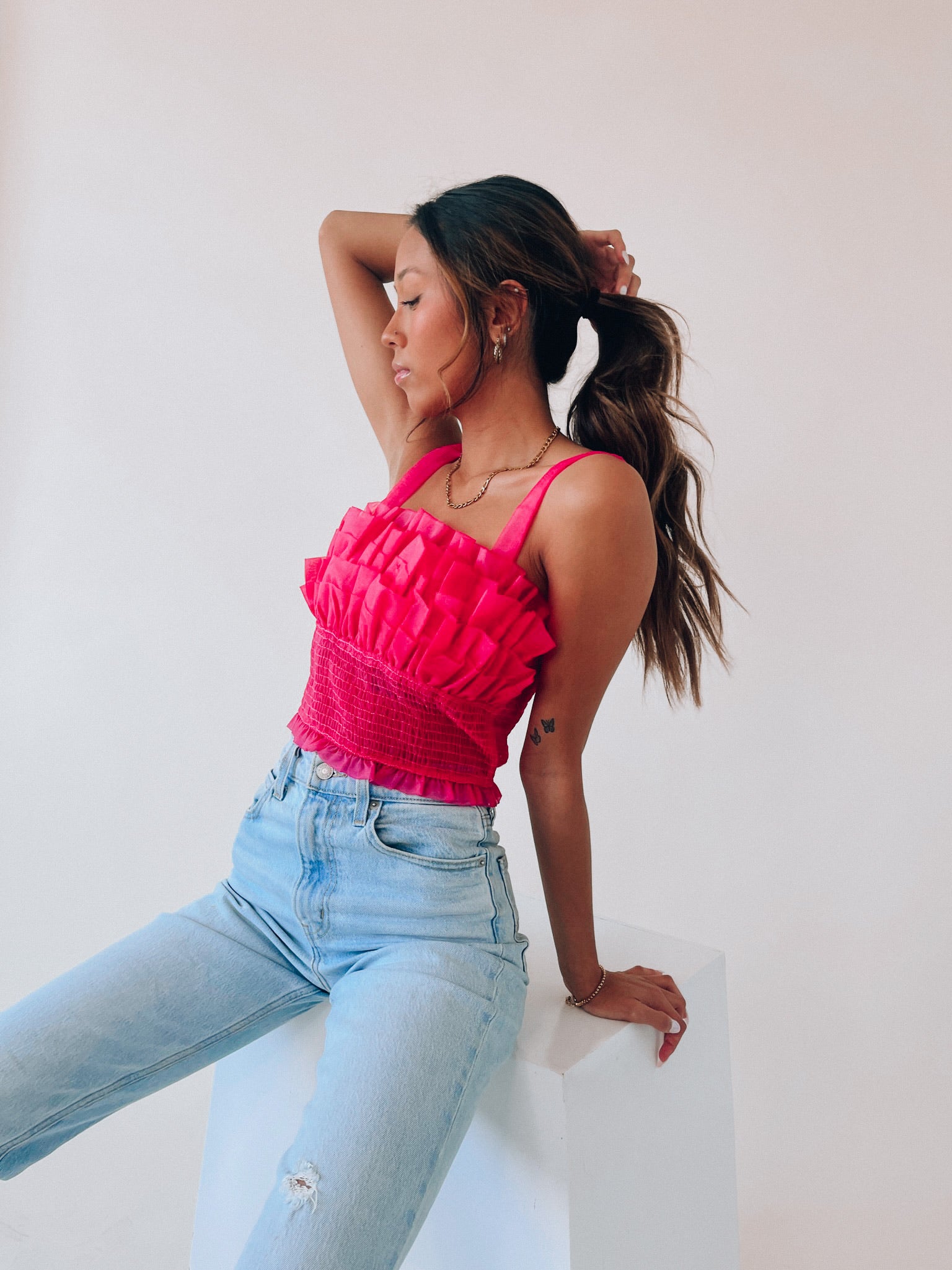 Madelyn Mesh Ruffle Top