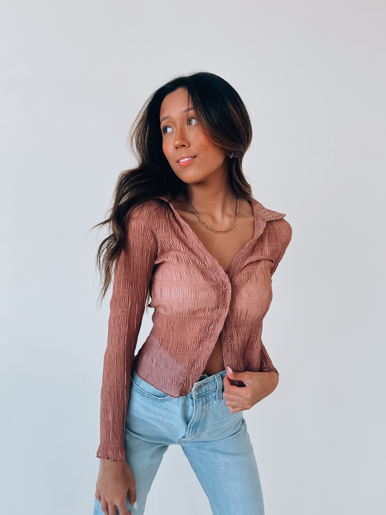 Miranda Textured Mesh Long Sleeve