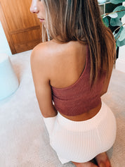 Cropped Kennedy Racerback Ribbed Tank Top