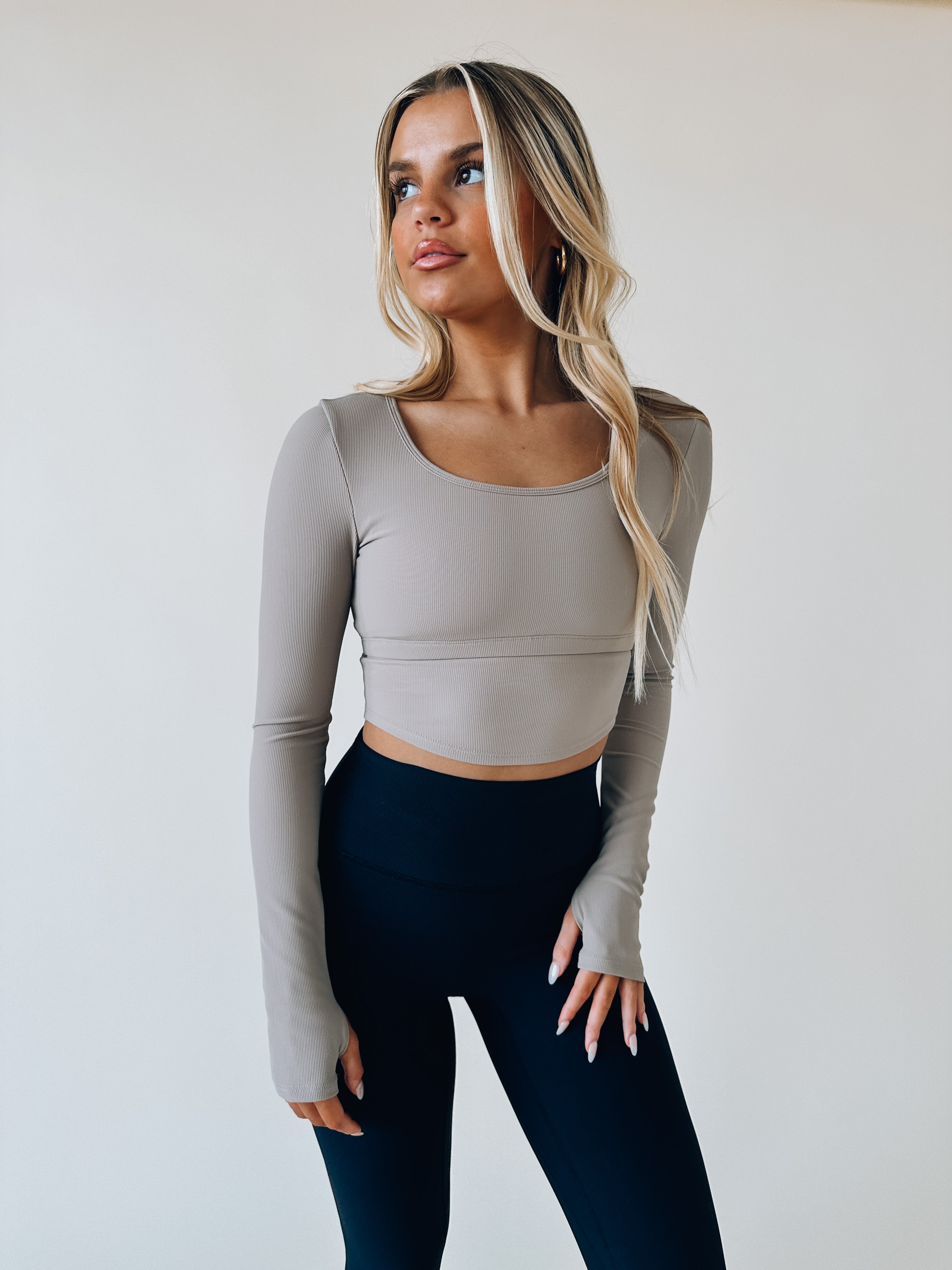 Cropped Long Sleeved Athletic Top