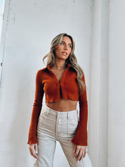 Corey Ribbed Long Sleeve in Congac