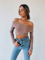 Taupe Off The Shoulder Top