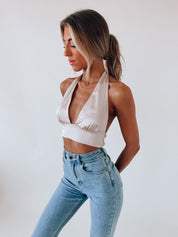 Sarabeth Silk Halter Crop