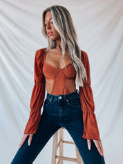 Rust Kaysha Cut Out Bodysuit