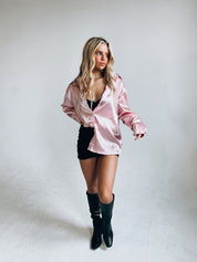 Dusty Pink Silk Button Up