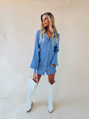 RESTOCKED :Striped Long Sleeve Mini Shirt Dress