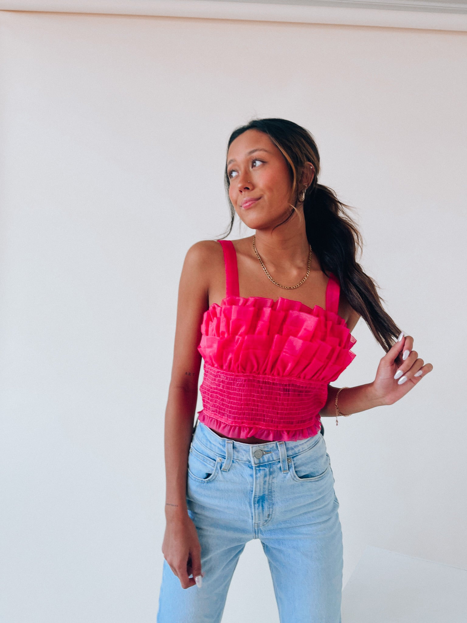 Madelyn Mesh Ruffle Top