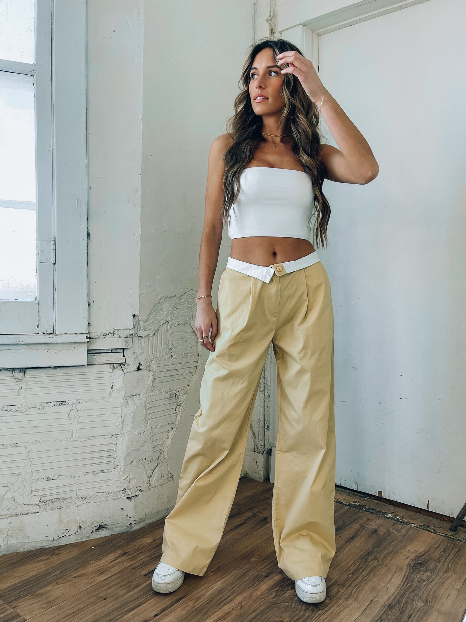Fold Over Straight Leg Pants