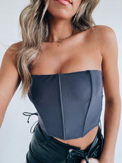 Stassi Grey Strapless Corset Top