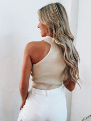 Camila Beige Mock Neck Top