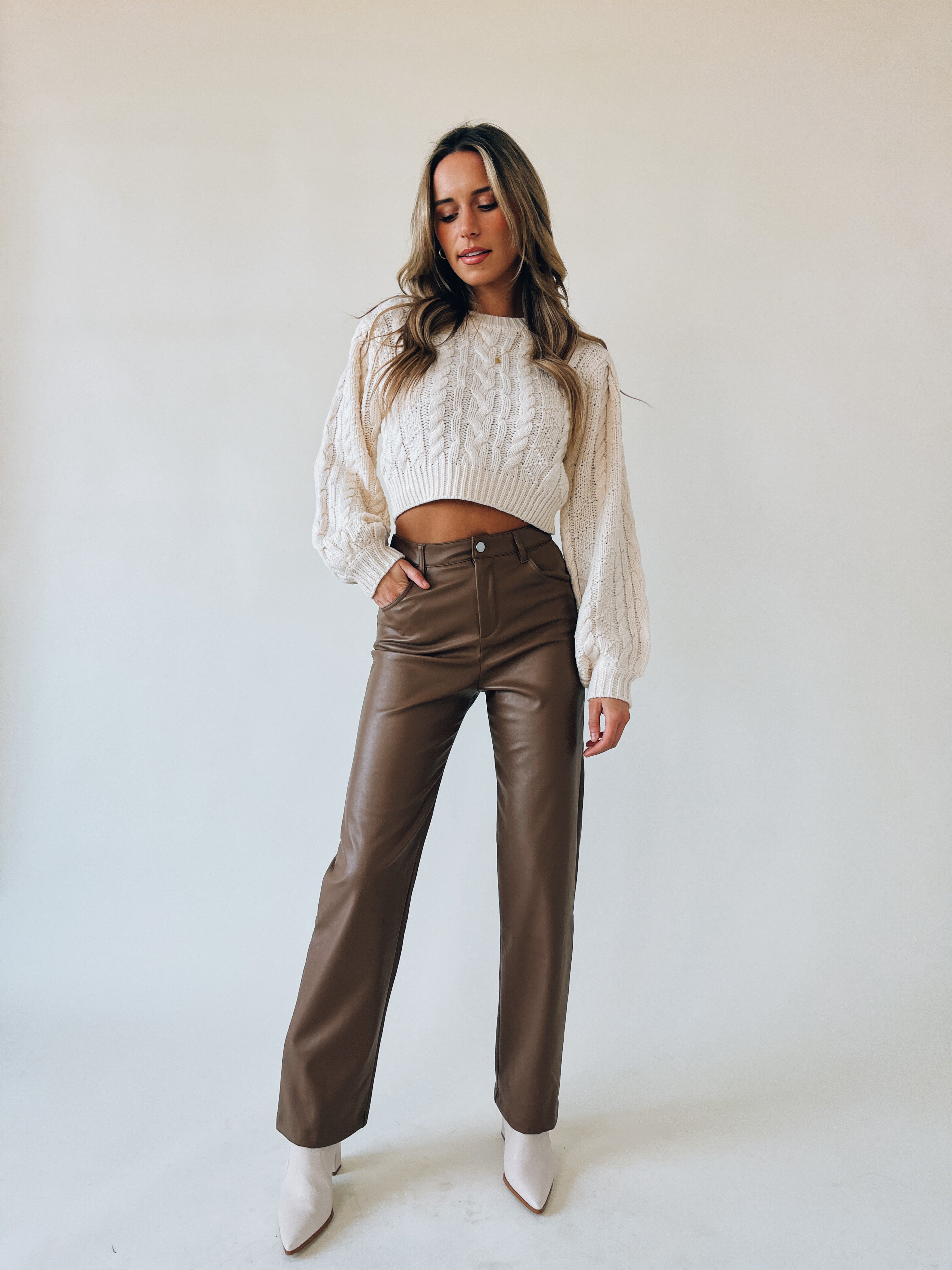 Haven High Waisted Pants In Latte