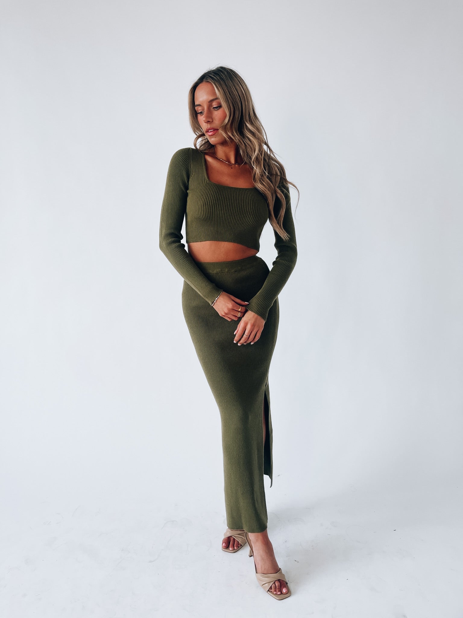 Nora Olive Midi Set