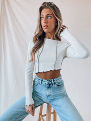 Cream Contrast Long Sleeve