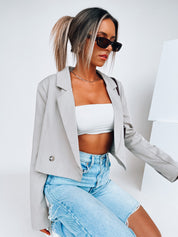 Stone Grey Devon Cropped Blazer
