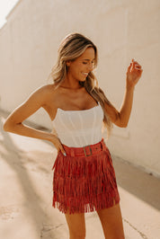 Everly Sparkle Skirt In Red