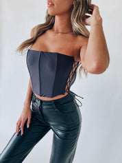 Stassi Grey Strapless Corset Top